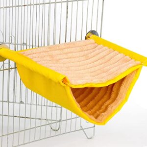 Pilarmuture Winter Warm Bird Nest Bed,Double Layer Playing Snuggle Pet Supplies Tent Toy Parakeet Budgies Winter Warm,for Parakeet Budgies Cockatiels Lovebird Cockatoo Finch Hamster(Yellow)