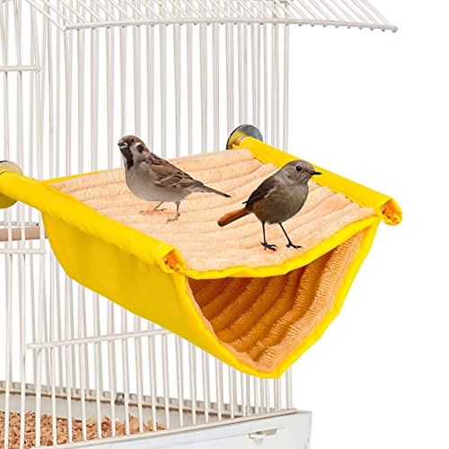 Pilarmuture Winter Warm Bird Nest Bed,Double Layer Playing Snuggle Pet Supplies Tent Toy Parakeet Budgies Winter Warm,for Parakeet Budgies Cockatiels Lovebird Cockatoo Finch Hamster(Yellow)