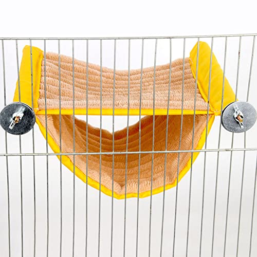 Pilarmuture Winter Warm Bird Nest Bed,Double Layer Playing Snuggle Pet Supplies Tent Toy Parakeet Budgies Winter Warm,for Parakeet Budgies Cockatiels Lovebird Cockatoo Finch Hamster(Yellow)