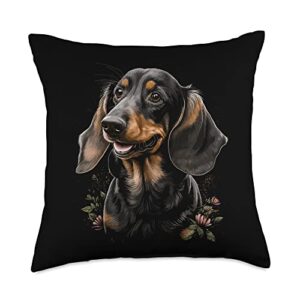 dachshund dogs cute dog design dachshund mom or dad throw pillow, 18x18, multicolor