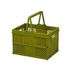 grocery basket collapsible crates for storage, instant crate collapsible shopping basket milk crate storage trunk plastic basket with handle for sundries/food/clothes