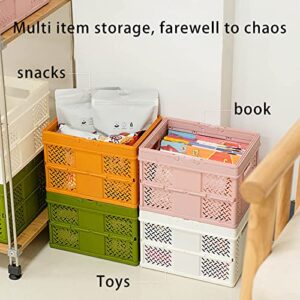 Grocery Basket Collapsible Crates for Storage, Instant Crate Collapsible Shopping Basket Milk Crate Storage Trunk Plastic Basket with Handle for Sundries/food/clothes