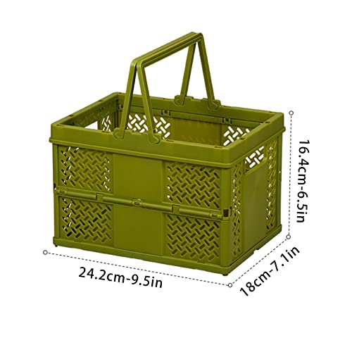 Grocery Basket Collapsible Crates for Storage, Instant Crate Collapsible Shopping Basket Milk Crate Storage Trunk Plastic Basket with Handle for Sundries/food/clothes