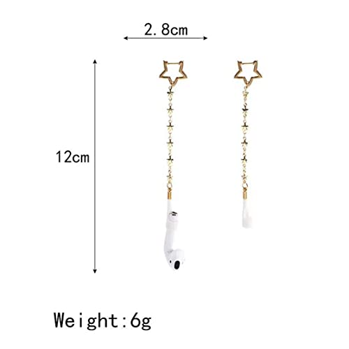 Gold Star Ear Stud Airpod Earrings Anti Lost Earring Strap for Airpods Anti Lost Strap for Airpods Pro, Wireless Earphone Holder Strap Compatible for Airpods 1&2&3/Pro…