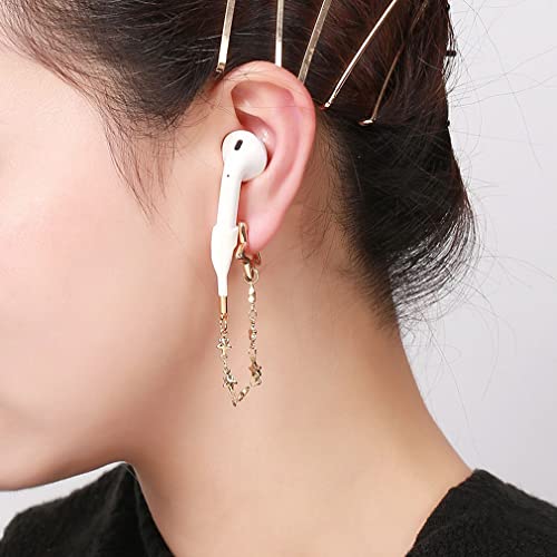 Gold Star Ear Stud Airpod Earrings Anti Lost Earring Strap for Airpods Anti Lost Strap for Airpods Pro, Wireless Earphone Holder Strap Compatible for Airpods 1&2&3/Pro…