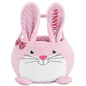 let's make memories personalized furry critter easter basket for kids - pink bunny
