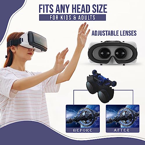 Ultralight VR Headset W/Bluetooth Controller, Comfortable Virtual Reality Headset for 4.7’’-6.4’’ iPhone/Android Phones, VR Headsets for Movies/Games, Gift for Kids & Adults