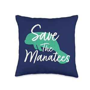 manatee gifts sea animal lovers save the manatees throw pillow, 16x16, multicolor