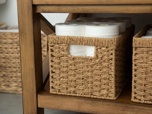 StorageWorks Round Paper Rope Storage Baskets & StorageWorks Seagrass Wicker Baskets