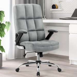 yamasoro velvet office chair high back executive desk chair with flip-up arms modern computer chair with wheels for adult (grey)