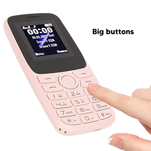 FOTABPYTI Senior Mobile Phone, 2.4 Inch Screen Big Buttons 1400mAh 2G GSM Unlocked Mobile Phone for Home (Pink)