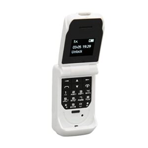 flip phone, oled screen bluetooth 0.66 inch small flip phone 300mah battery support micro sim card for seniors (white)