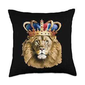 visit king charles coronation 2023 gifts store king charles lion royal crown family coronation 2023 gifts throw pillow, 18x18, multicolor