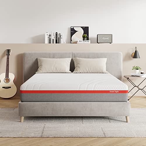 Sweetnight Queen Size Mattress, 10 Inch Cooling Gel Memory Foam Mattress in a Box, Foam Mattress with Flippable Design for Comfortable Sleep & Support, Plush, Clarity