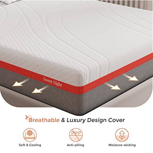 Sweetnight Queen Size Mattress, 10 Inch Cooling Gel Memory Foam Mattress in a Box, Foam Mattress with Flippable Design for Comfortable Sleep & Support, Plush, Clarity