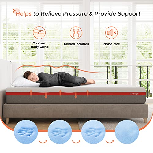 Sweetnight Queen Size Mattress, 10 Inch Cooling Gel Memory Foam Mattress in a Box, Foam Mattress with Flippable Design for Comfortable Sleep & Support, Plush, Clarity