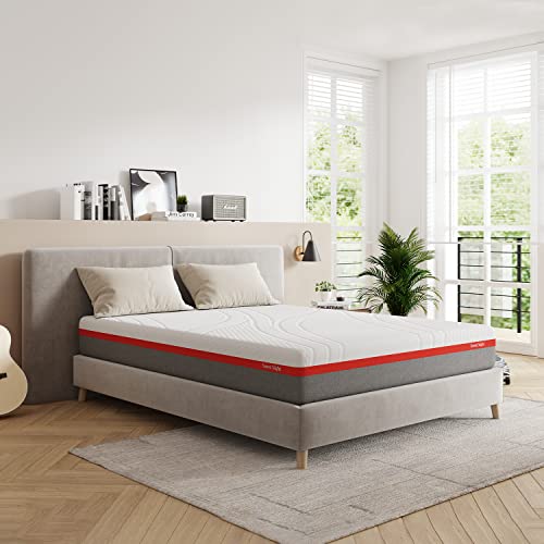 Sweetnight Queen Size Mattress, 10 Inch Cooling Gel Memory Foam Mattress in a Box, Foam Mattress with Flippable Design for Comfortable Sleep & Support, Plush, Clarity