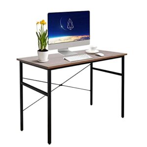 vanciki computer desk 55 x 24 inches - modern simple style work table study writing workstation with thicken table top for home office, easy assembly, rustic brown