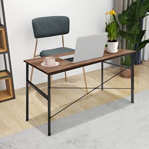 VANCIKI Computer Desk 55 x 24 Inches - Modern Simple Style Work Table Study Writing Workstation with Thicken Table Top for Home Office, Easy Assembly, Rustic Brown
