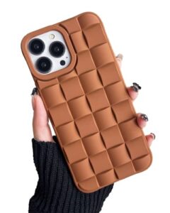 ginkgonut compatible with iphone 13 pro case for women/girls, cute 3d laid desgin soft silicone shockproof raised bumper corners case for iphone 13 pro（brown）