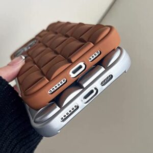 Ginkgonut Compatible with iPhone 13 Pro Case for Women/Girls, Cute 3D Laid Desgin Soft Silicone Shockproof Raised Bumper Corners Case for iPhone 13 Pro（Brown）