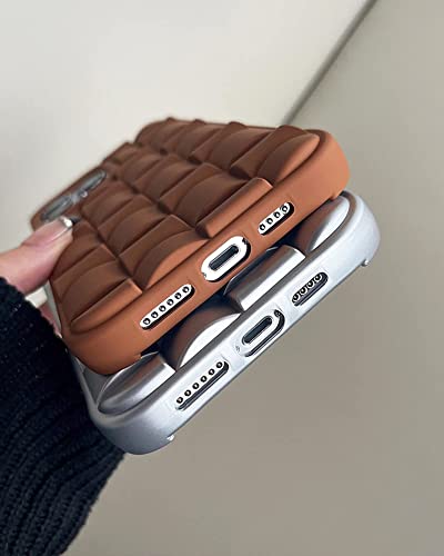 Ginkgonut Compatible with iPhone 13 Pro Case for Women/Girls, Cute 3D Laid Desgin Soft Silicone Shockproof Raised Bumper Corners Case for iPhone 13 Pro（Brown）