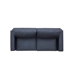 HYC Mid-Century Leather Living Room, Modern Style Upholstered 3-Seater Sofa Couch for Home or Office, Black PU