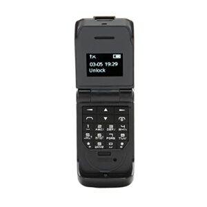 vingvo mini flip phone, support micro sim card 32mb 64mb flip phone 0.66 inch bluetooth 64x48 300mah battery for seniors (black)