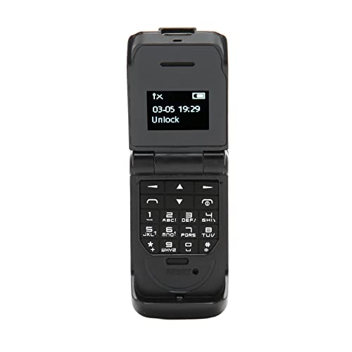 VINGVO Mini Flip Phone, Support Micro SIM Card 32MB 64MB Flip Phone 0.66 Inch Bluetooth 64x48 300mAh Battery for Seniors (Black)