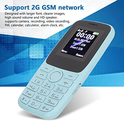 VINGVO Cell Phone, Multifunction 2.4in Screen Senior Cell Phone for Travel (Sky Blue)