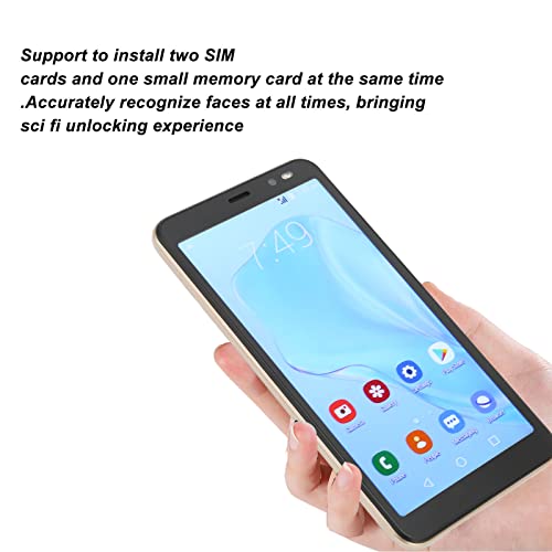 5.45 Inch Screen Dual Sim Mobile Phone, MTK6779 Quad Core CPU 3 Card Slots ABS Smooth Running Speed Unlock Smartphone for Playing Games (Gold)