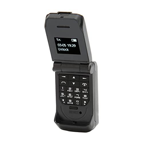 Small Flip Phone, 0.66 Inch OLED Screen 64x48 Bluetooth Flip Phone for Seniors (Black)