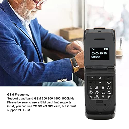 Small Flip Phone, 0.66 Inch OLED Screen 64x48 Bluetooth Flip Phone for Seniors (Black)