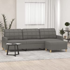 loibinfen 3 seater sofa with footstool sofa set, modern fabric couch sofa furniture,three seat sofa for home, office, living room, dark gray 82.7" fabric(style a)