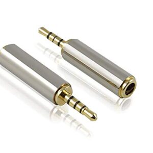 2 Pack 3.5mm Male to 2.5mm Female Audio Adapter Gold Plated Aux Auxiliary Plug Splitter 3 Ring Jack Support Converter Headphone Earphone Headset Stereo or Mono