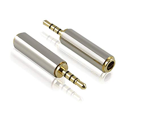 2 Pack 3.5mm Male to 2.5mm Female Audio Adapter Gold Plated Aux Auxiliary Plug Splitter 3 Ring Jack Support Converter Headphone Earphone Headset Stereo or Mono