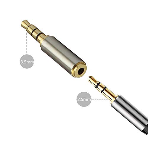 2 Pack 3.5mm Male to 2.5mm Female Audio Adapter Gold Plated Aux Auxiliary Plug Splitter 3 Ring Jack Support Converter Headphone Earphone Headset Stereo or Mono