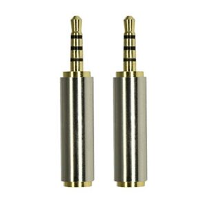 2 Pack 3.5mm Male to 2.5mm Female Audio Adapter Gold Plated Aux Auxiliary Plug Splitter 3 Ring Jack Support Converter Headphone Earphone Headset Stereo or Mono