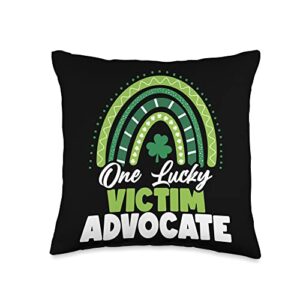 st patricks day professions apparel st patricks day one lucky victim advocate throw pillow, 16x16, multicolor