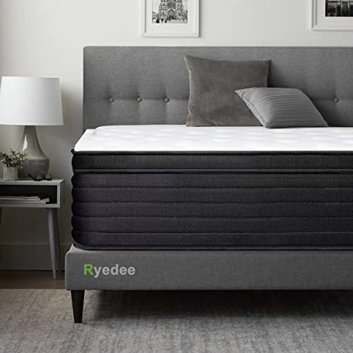 Ryedee Queen Mattress, Medium Firm Hybrid, Pocket Springs with High Density Foam, Motion Isolation, Individually Wrapped Pocket Coils, Queen Size 80 * 60 * 12 Inch