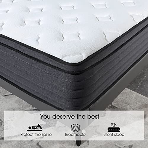 Ryedee Queen Mattress, Medium Firm Hybrid, Pocket Springs with High Density Foam, Motion Isolation, Individually Wrapped Pocket Coils, Queen Size 80 * 60 * 12 Inch