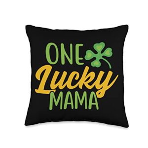 check out my st. patrick's day shirts one lucky mama mother mom shamrock throw pillow, 16x16, multicolor