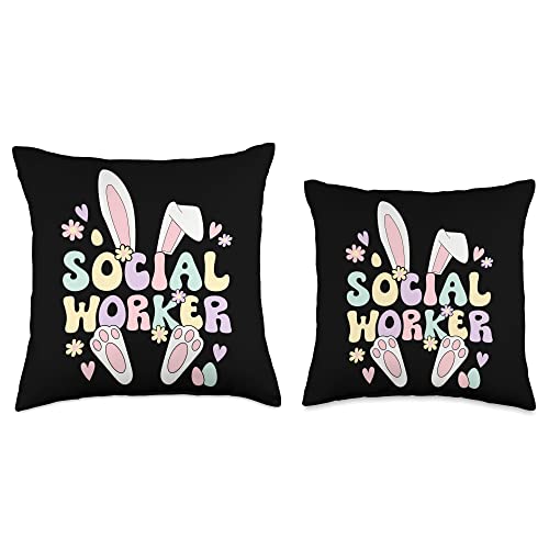 Happy Easter Social Worker Bunny Bunny Social Workers Easter Day Throw Pillow, 18x18, Multicolor