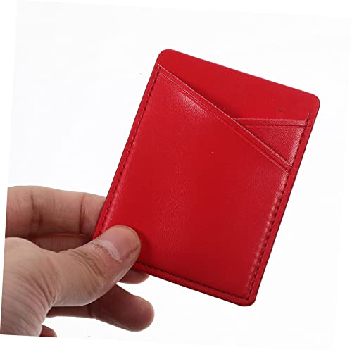 WOONEKY 2pcs Mobile Phone Sticker Card Case Wallet Holder for Phone Card Holder for Back of Phone Card Holder for Phone Case Stick on Bags Elastic Wallet Card Pocket for Phone Documents Red