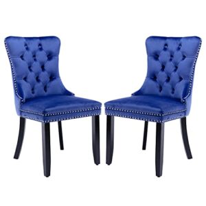 fangflower velvet upholstered kitchen room dining chairs set of 2, blue