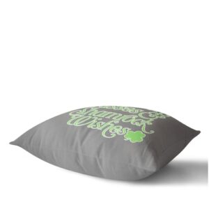 HARD EDGE DESIGN Irish Kisses and Shamrock Wishes Grey Throw Pillow with Polyester Filling