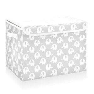cataku cute elephants grey storage bins with lids fabric large storage container cube basket with handle decorative storage boxes for organizing clothes shelves