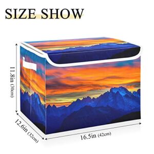 Kigai Sunset and Mountain Storage Basket with Lid,Collapsible Storage Box Fabric Storage Bin for Closet,Office,Bedroom,Nursery