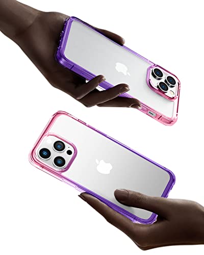 Mkeke for iPhone 14 Pro Case, [Military Grade Protection] [Not Yellowing] Shockproof Phone Case for Apple iPhone 14 Pro 2022 - Pink to Purple