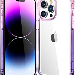 Mkeke for iPhone 14 Pro Case, [Military Grade Protection] [Not Yellowing] Shockproof Phone Case for Apple iPhone 14 Pro 2022 - Pink to Purple